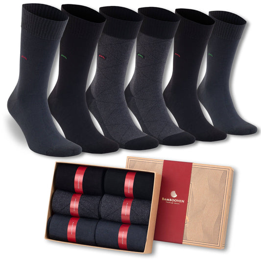 Lot de 6 paires de chaussettes habillées et de ville en bambou pour homme - 637