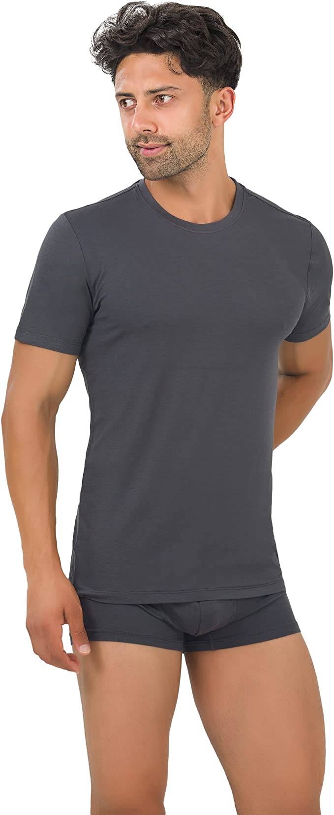 T-shirts de corps ras du cou en bambou pour hommes (lot de 3)