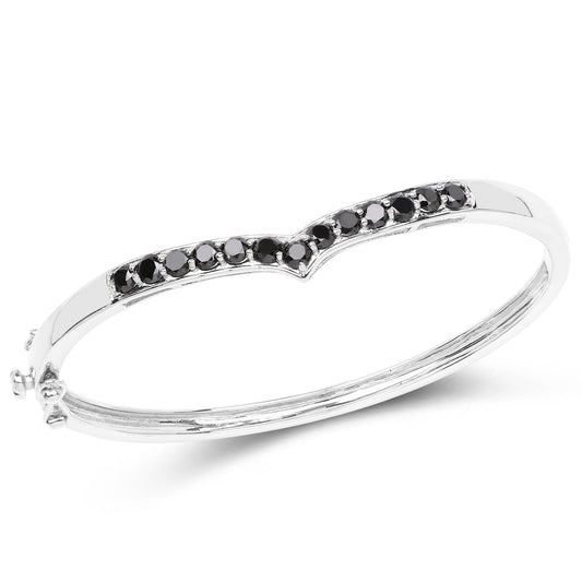 2,28 Karat echter schwarzer Diamant, .925 Sterlingsilber Armreif