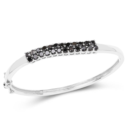 3,53 Karat echter schwarzer Diamant 925er Sterlingsilber-Armreif