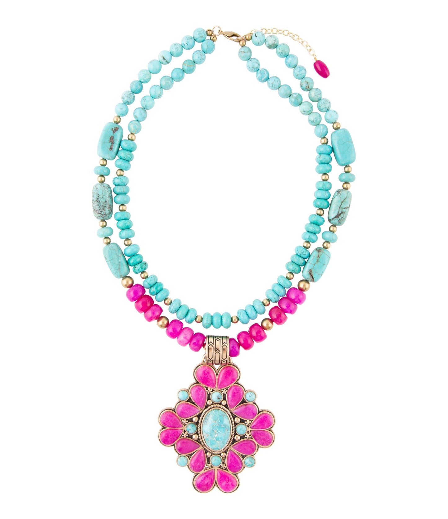Collier Pendentif Croix Dorée en Agate Rose de Barcelone