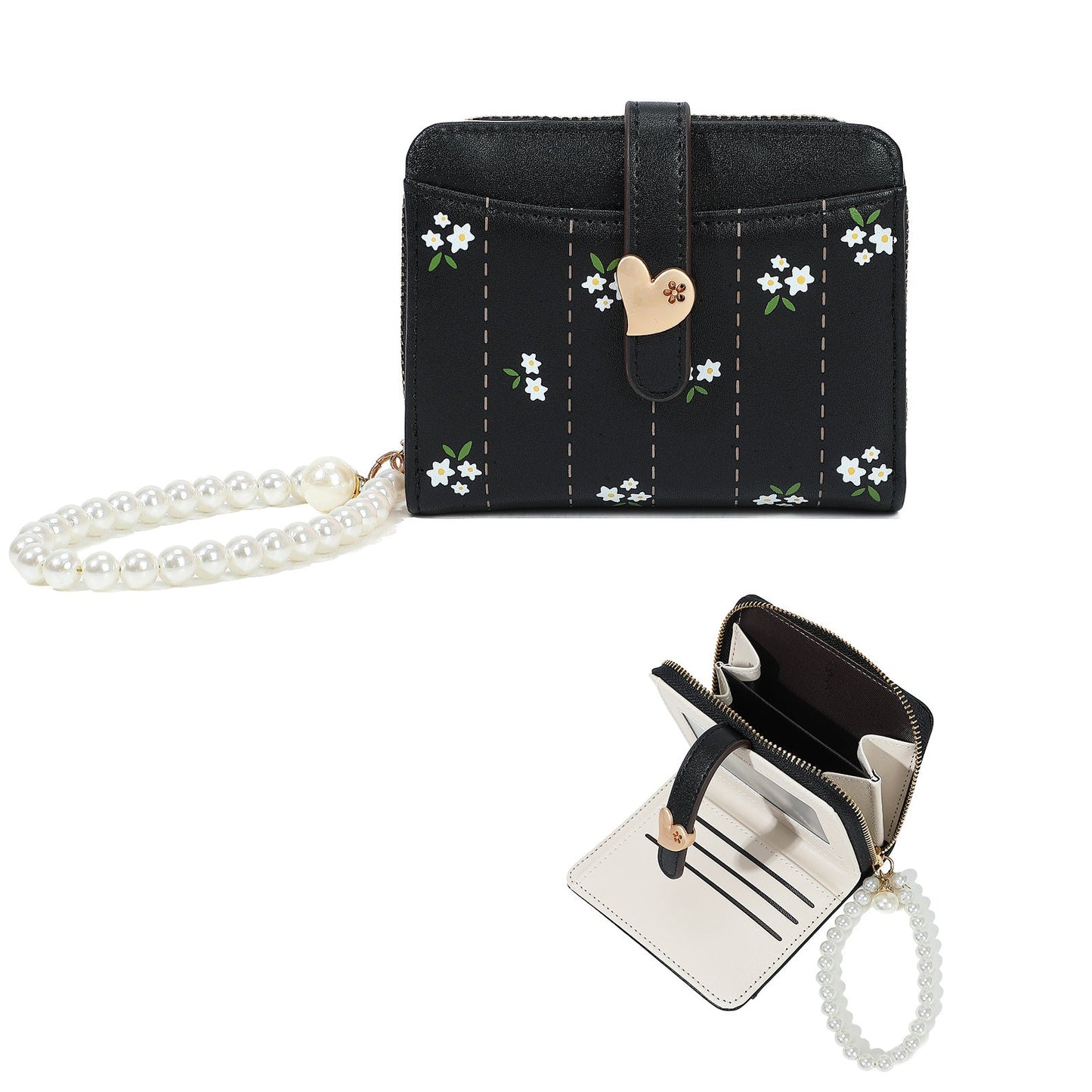 Womens Short PU Creative Floral Wallet