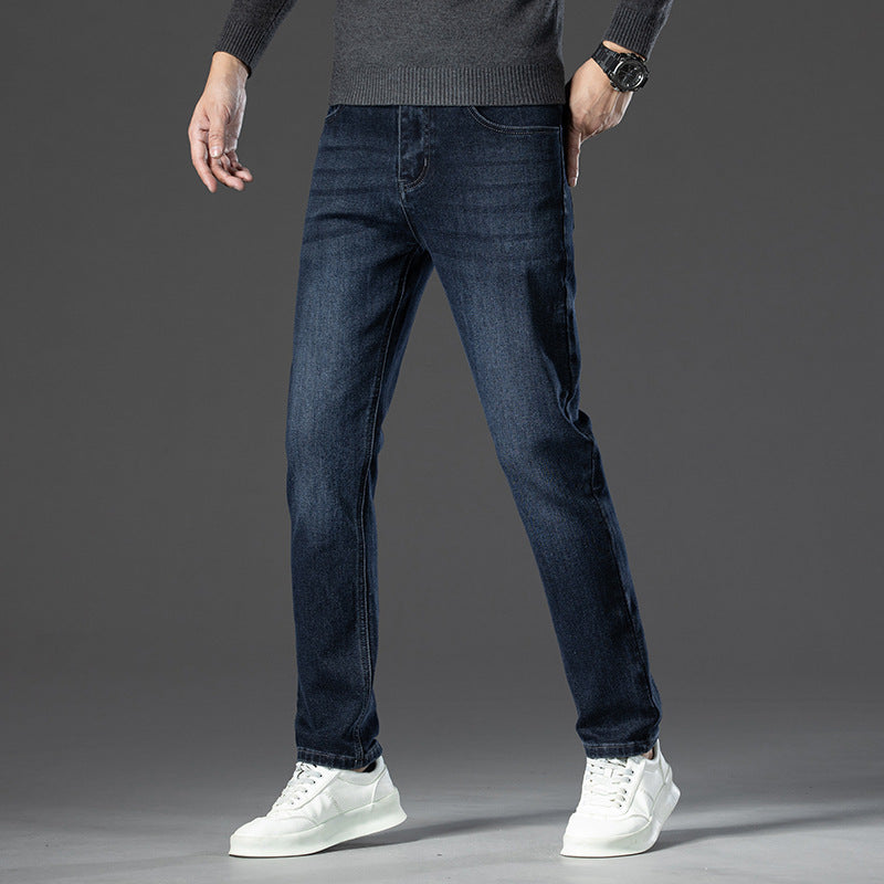 High-end Mens Straight-leg, Relaxed-fit, Plus-size Business Casual Jeans