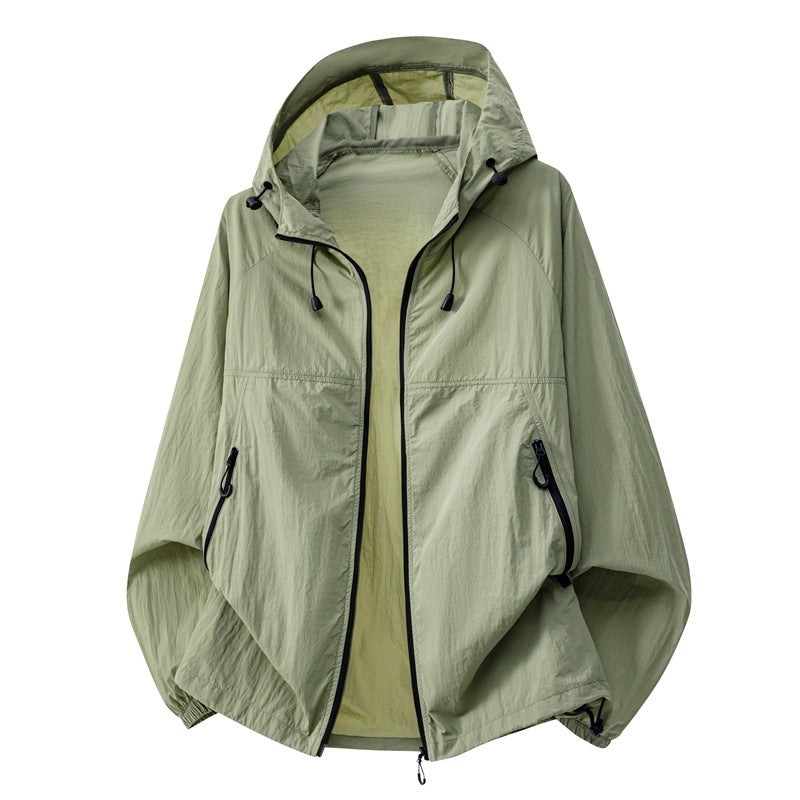 Mens Summer Hooded Sun-Protective Lightweight Jacket