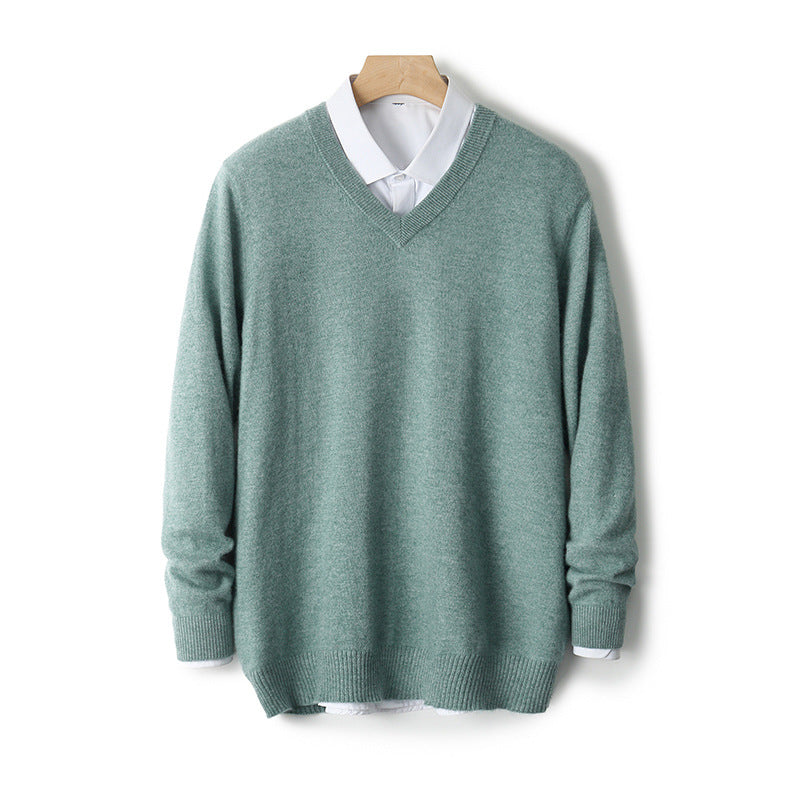 V-neck Cashmere Sweater Loose Fit Extra Thick