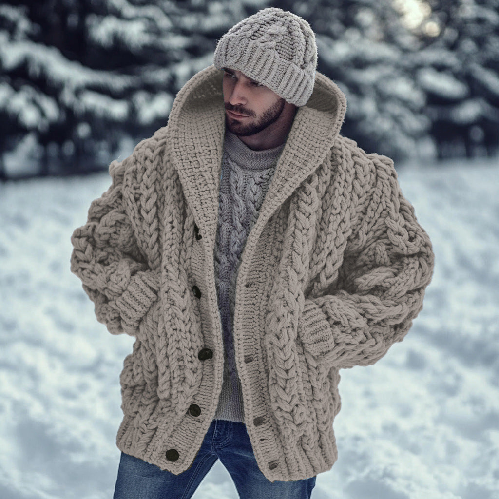 Cardigan Retro Laid-back, Hooded Knitted Cape Outerwear