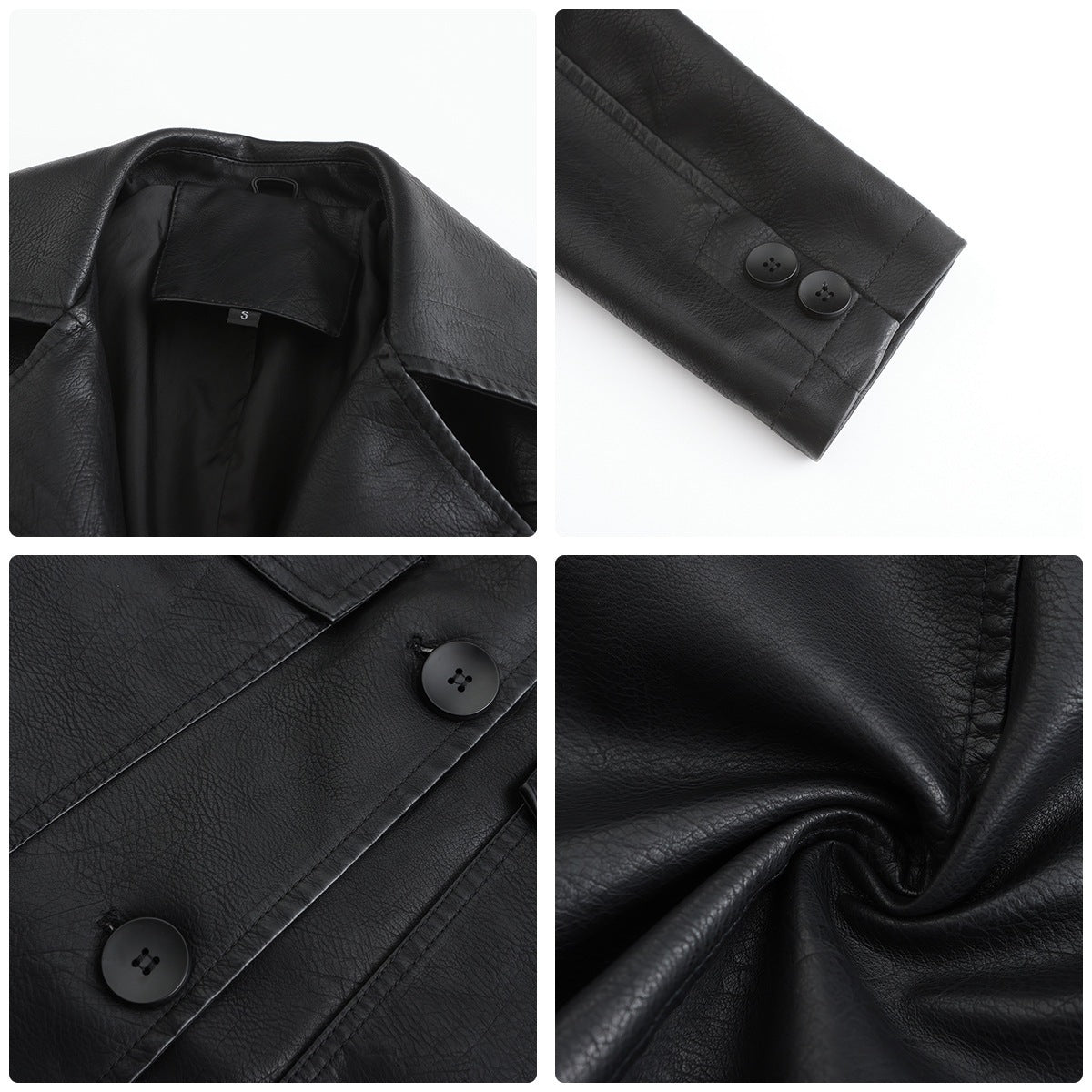 Long Leather Trench Coat Fashionable Outerwear For Women
