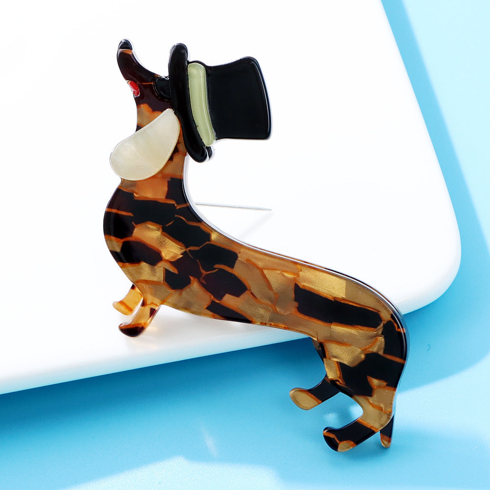 Fashion Acrylic Acetate Dachshund Dog Brooch