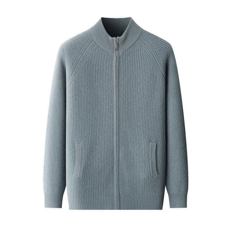 Men's Half Turtleneck Zipper Cardigan Thickened Jacket Casual