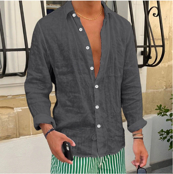 Solid-color Casual Everyday Long-sleeve Lapel Springsummer Clothing