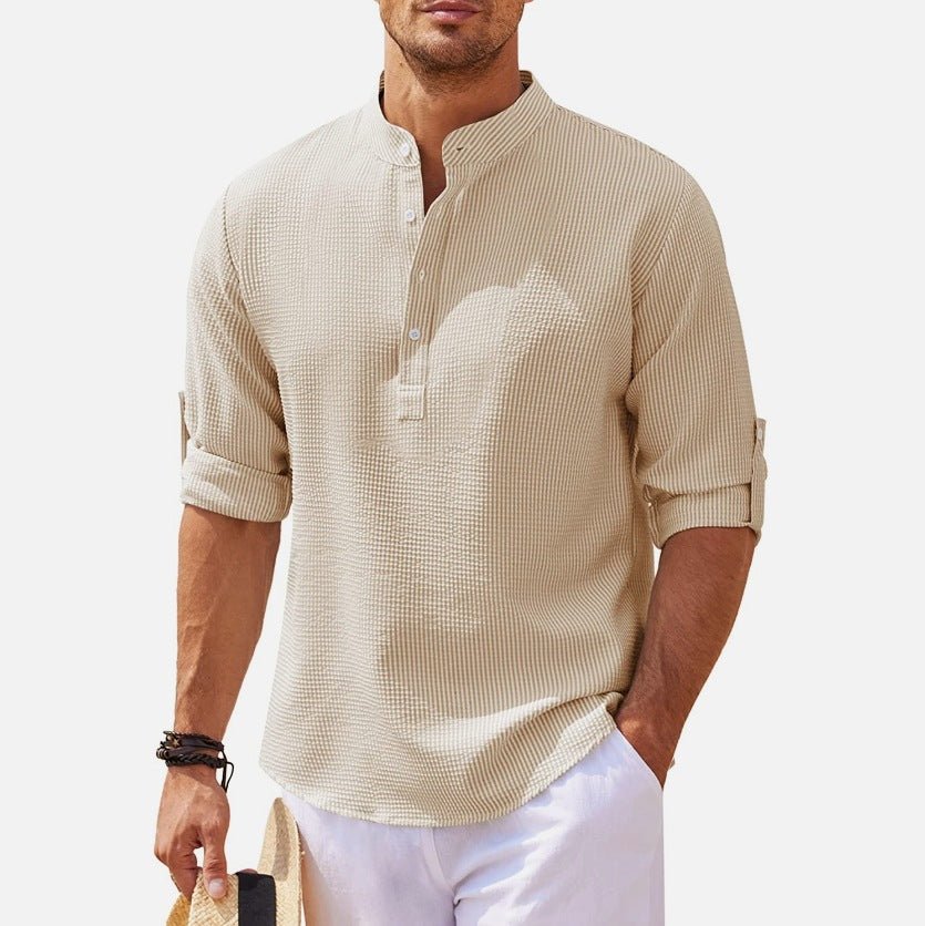 Mens Cuffed Button Down Collar Shirt