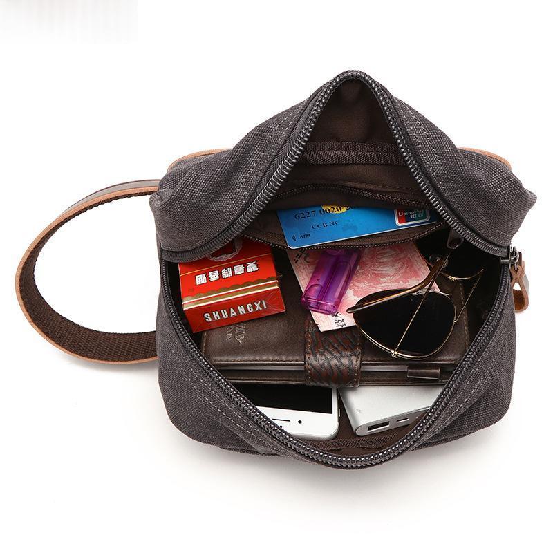 Retro Outdoor Portable Canvas Toiletry And Change Purse