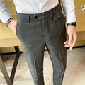 Korean Style British Checkered Slim Fit Men's Suit Pants