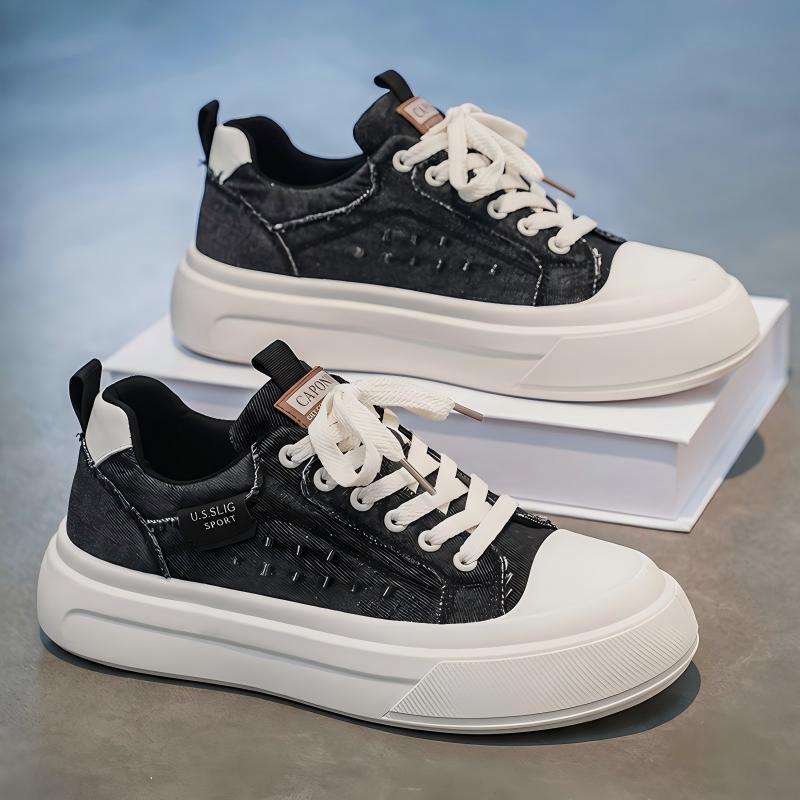 2026 Men's Summer Low-Top Canvas Skate Shoes, Platform Non-Slip Breathable Trendy Sneakers For Commute