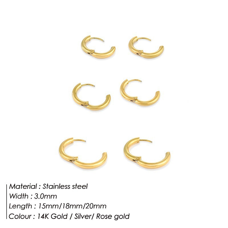 European And American Stainless Steel Hoop Earrings Minimalist Style