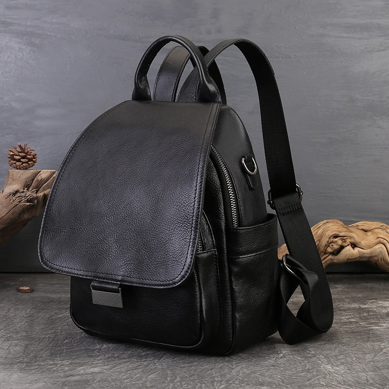 Womens Fashion Large-capacity Top-grain Leather Backpack