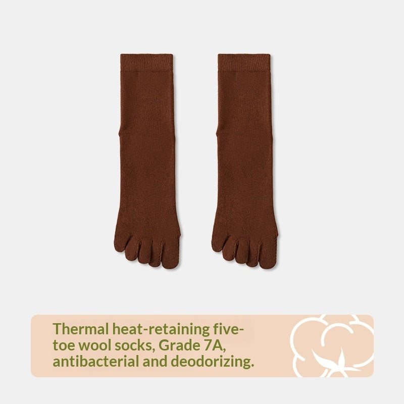 Wool Five-toe Women Mid-calf Five-toe Socks Winter Warm Long Winter Ladies Anti-slip Thickened Stockings