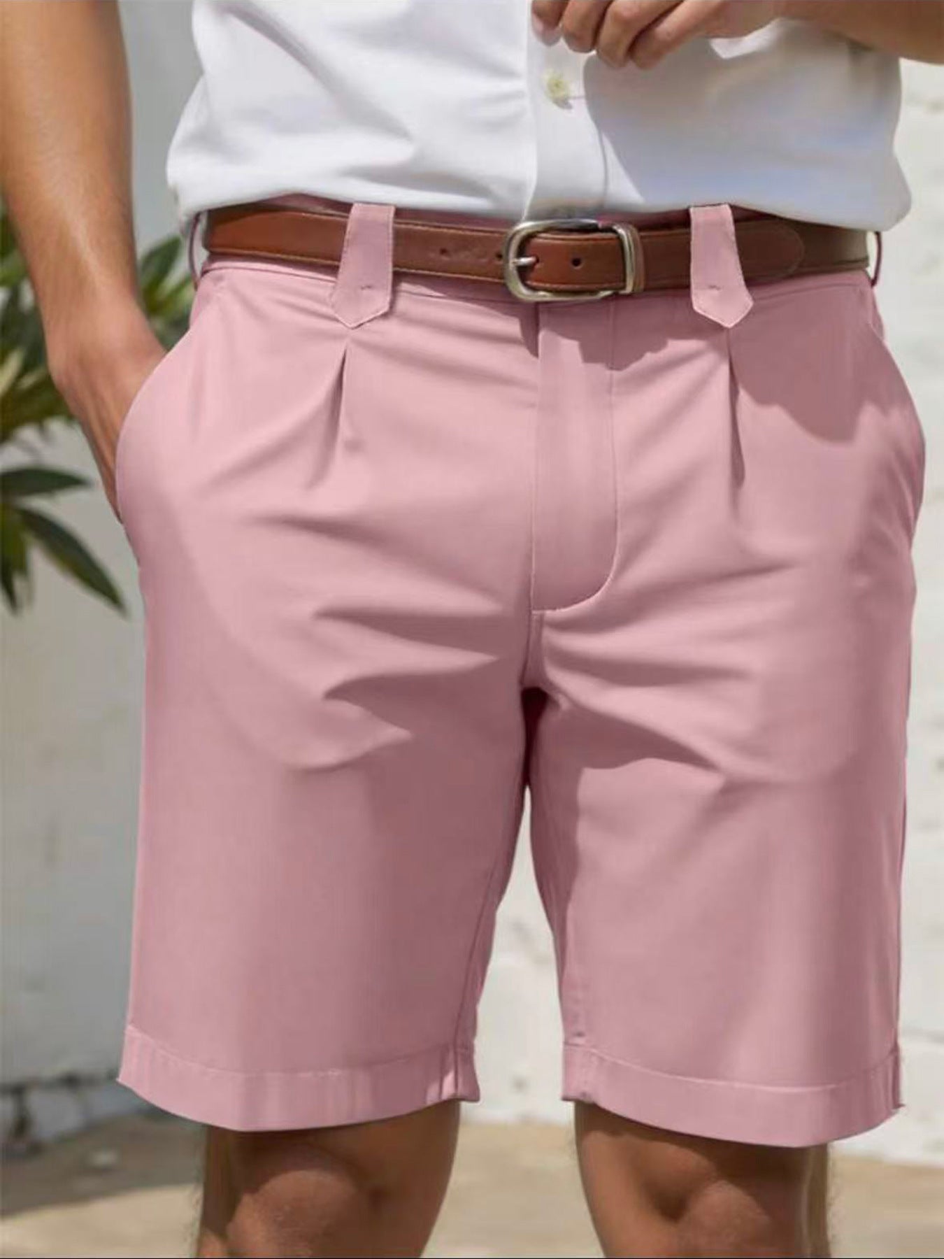 Business-Casual Slim-Fit Straight-Leg Shorts For Men
