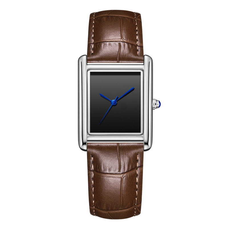 Couple Leather Watch Strap Simple Square Student's Watch Waterproof