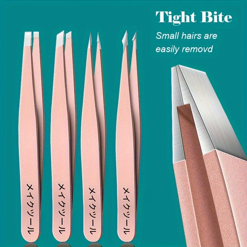 Eye Tweezer 4-piece Set Manicure Expert Eye-brow Knife Portable Tool Tweezers