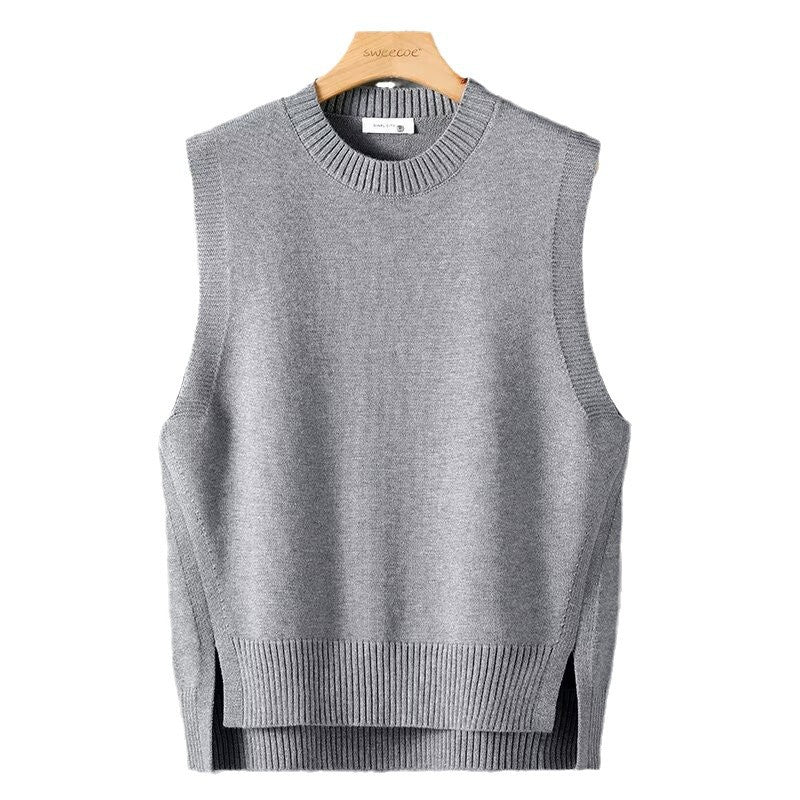 Mens Solid-Color Versatile Split Vest