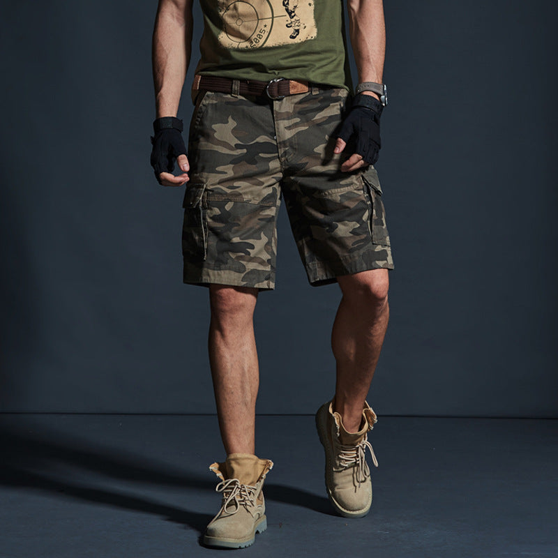 Summer Mid-length Pants Trendy Brand Loose-fit Mens Green Camouflage For Summer
