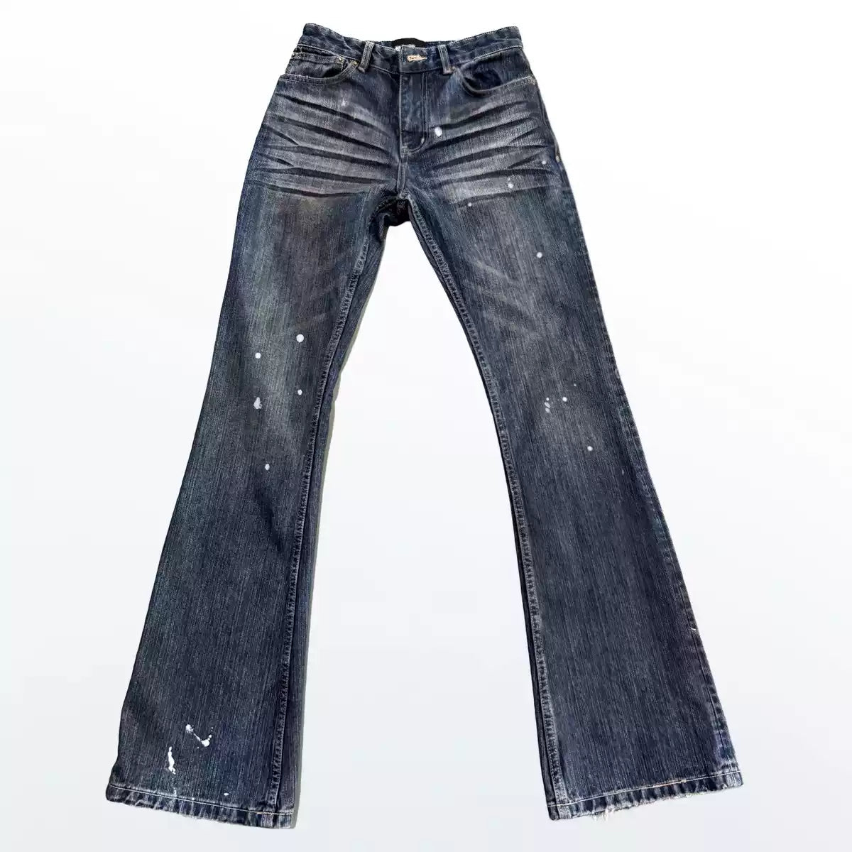 Distressed Slightly Flared Slim-fit Denim Jeans