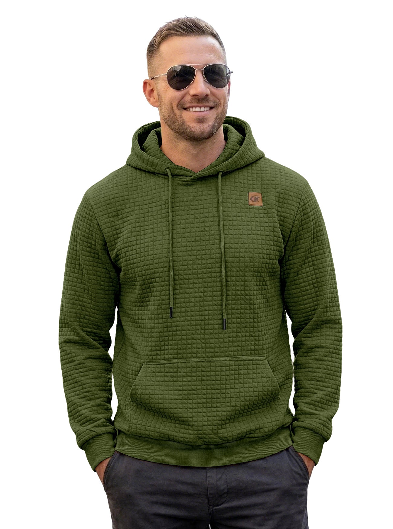 Mens Highly Elastic Jacquard Hooded Long-Sleeve Sweatshirt
