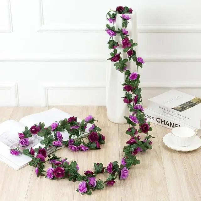 Beautifully Designed 250CM Rose Artificial Flowers Christmas Garland for Wedding Home Room Decoration Spring Autumn Garden Arch Fake Plant Vine