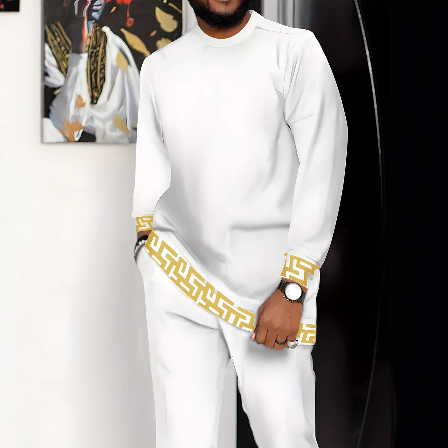Fashionable Mens Long-Sleeve Pants Sports Suit