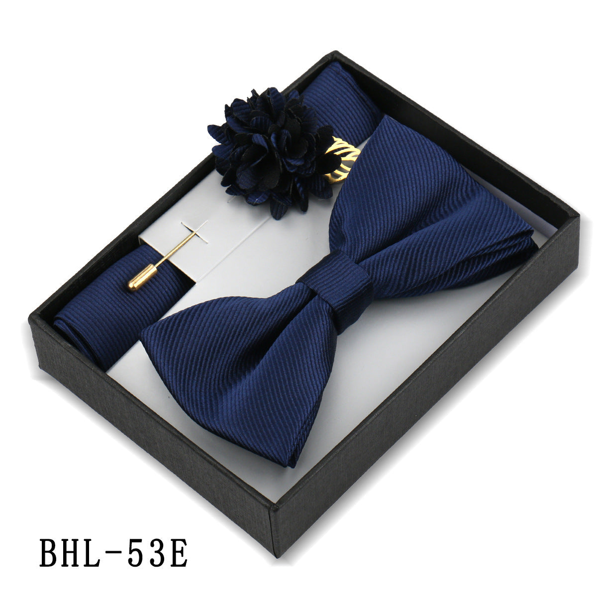 Mens Bow Tie, Pocket Square, And Brooch Gift Set