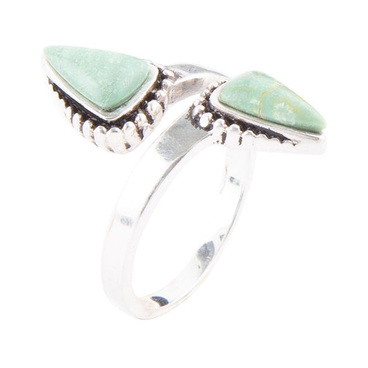 Begondor grüner Türkis und Sterlingsilber verstellbarer Ring