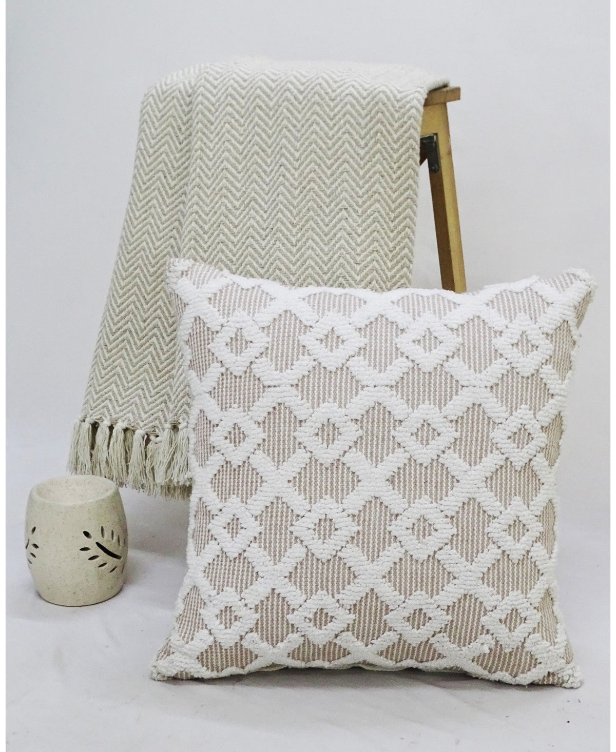 Decorative Beige Accent Throw Pillow  20"x20"