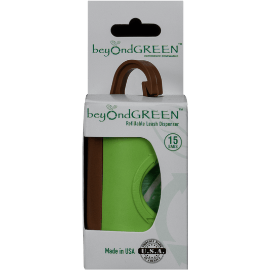 Distributeur de sacs à déjections canines beyondGREEN – Fixation pour laisses pour rouleaux standards – Durable, portable, fabriqué aux États-Unis