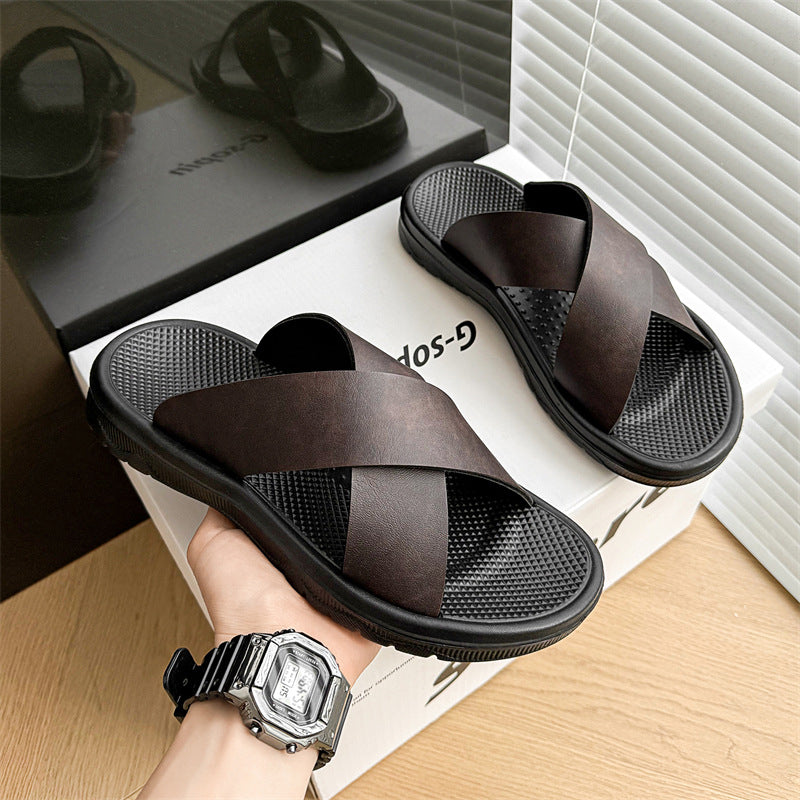 Lazy Slippers Beach Sandals Minimalist Open-toe Mens Slides