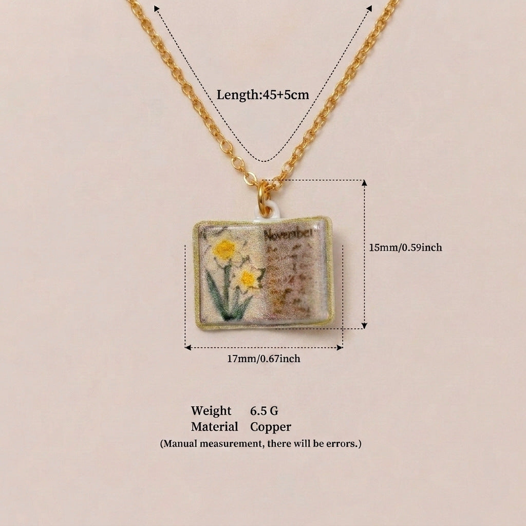 Retro Book Necklace For Women