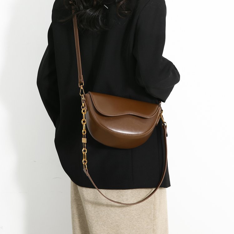 Minimalist Small Square Shoulder Bag Saddle