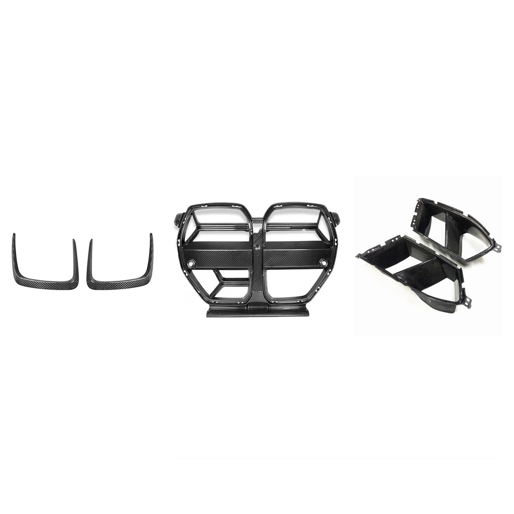 Automotive dry carbon fiber front bumper grille