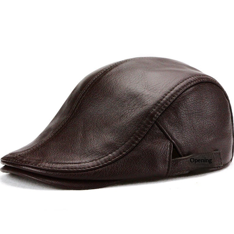 Mens Thin Korean-Style Leather Hat For Autumn And Winter Perfect For Middle-Aged And Older Gentlemen