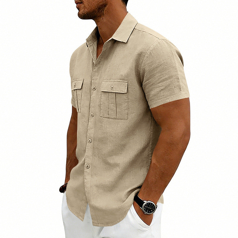 American-style Casual Loose-fit T-shirt With Two Pockets