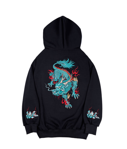 KH9033 Sweat à capuche brodé Kirin bleu