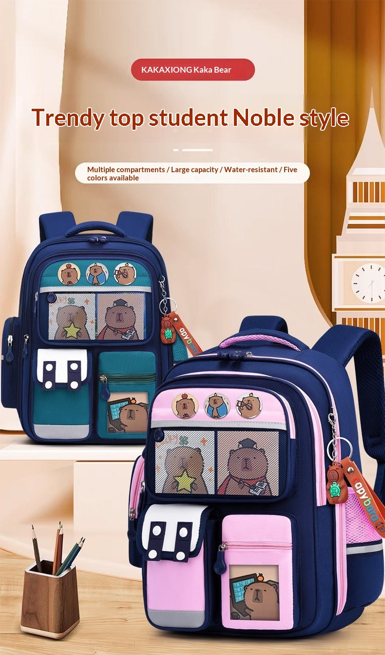 Capybara Backpack For Primary School Students Lightweight School Backpack
