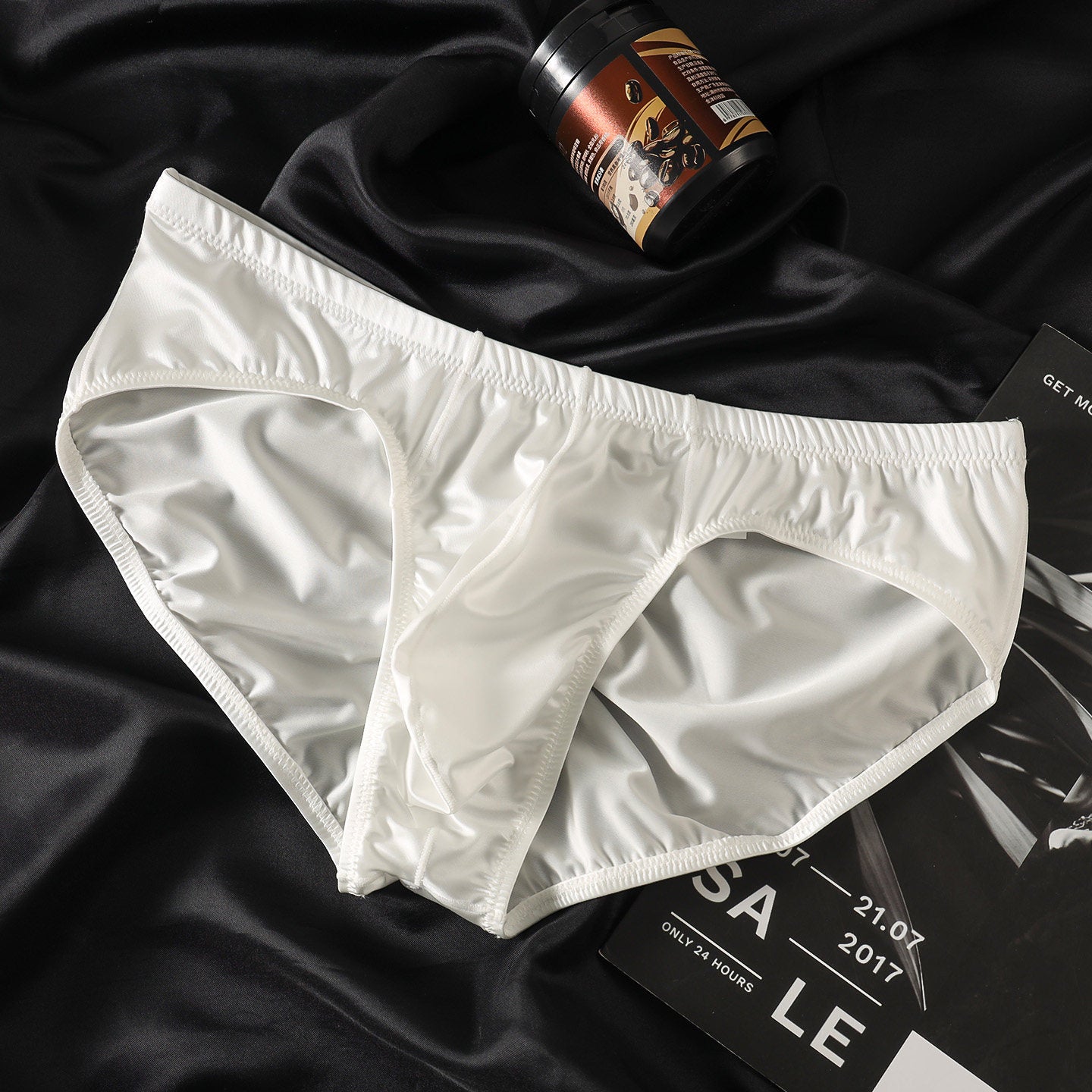 Satin-gloss Crinkled Hip-defining Sexy Mens Briefs