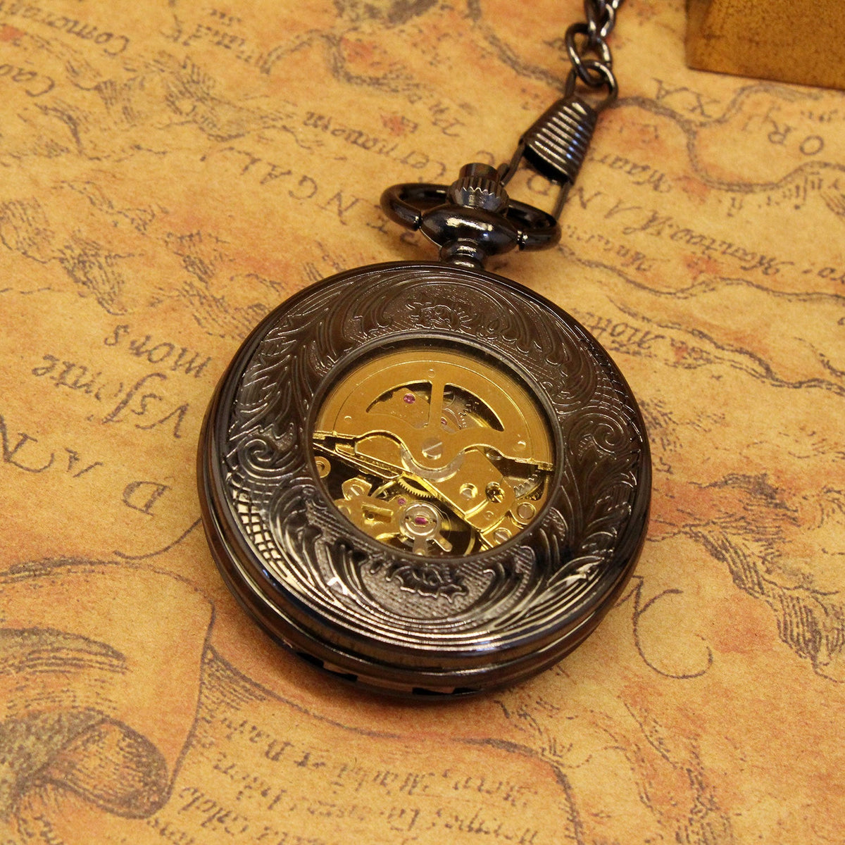 Retro Nostalgic Creative Transparent Flip-Open Mechanical Movement Pocket Watch