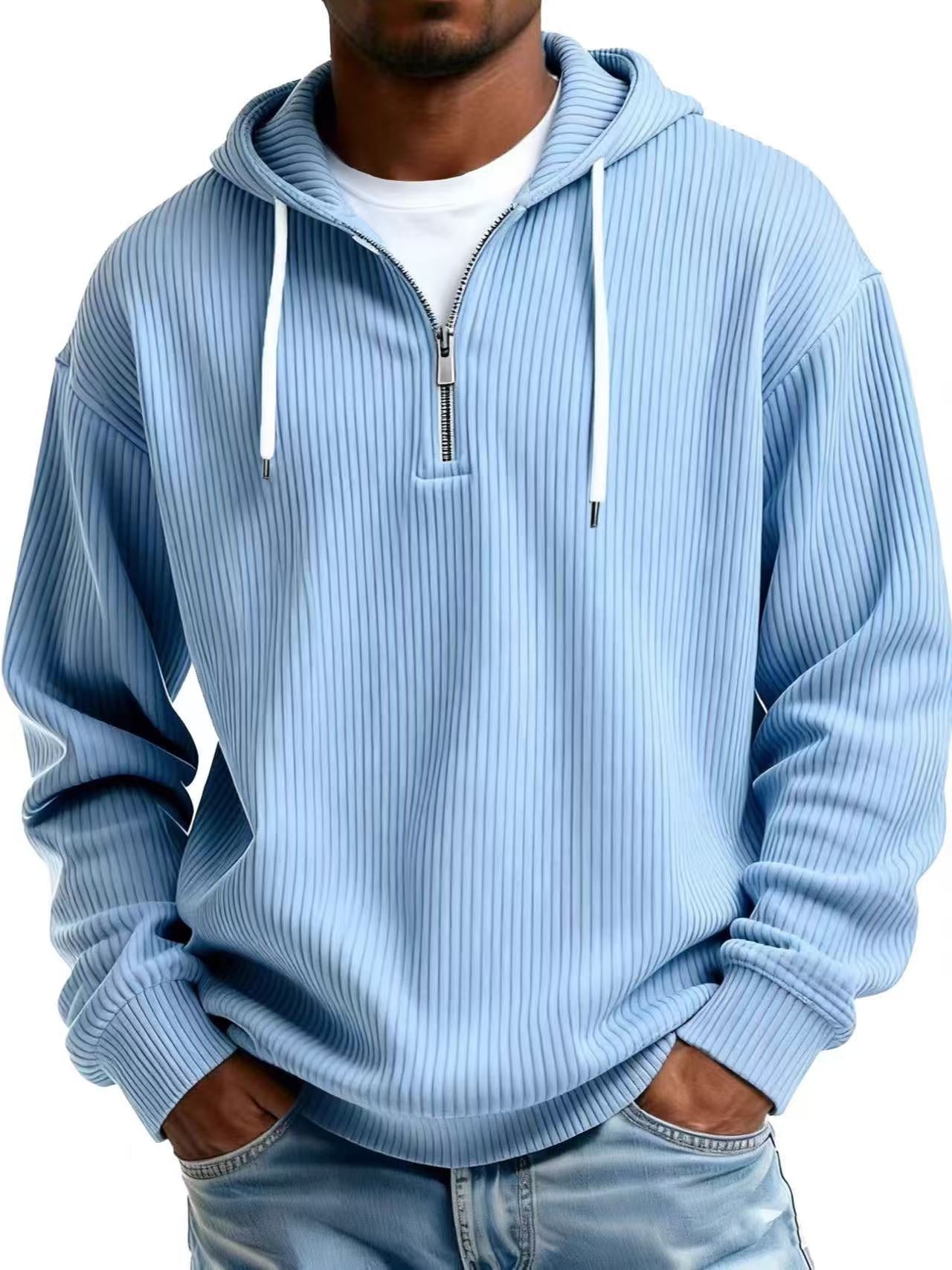 Mens Long-Sleeve Hooded Jacket Loose-Fit Casual Sweatshirt