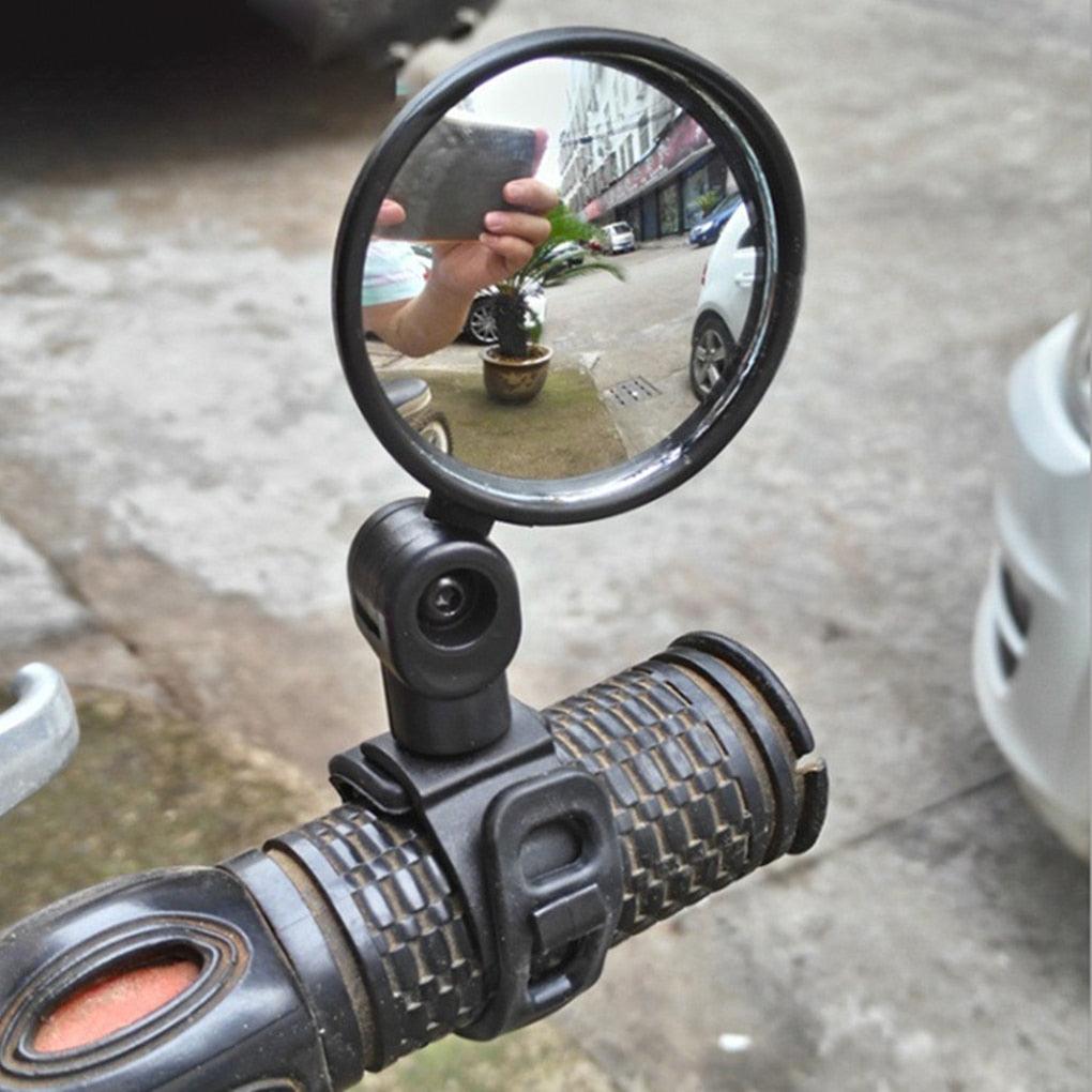 Bicycle Handlebar Rearview Mirror Portable Universal Adjustable Bike Rearview Mirror Wide-Angle Convex Mirror Rear View Safe Mirrors Adjustable Rotatable Handlebars Mounted Plastic Convex Mirror For Mountain