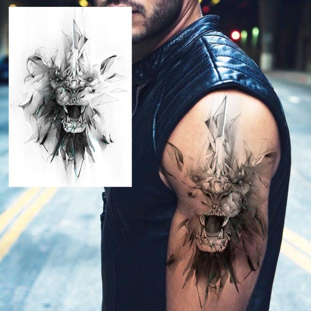 Big Black Tiger Tattoos Waterproof Leopard Tatoos Large Monster Body Arm Legs Tattoo Cool Tiger Face Temporary Tattoos For Women Men