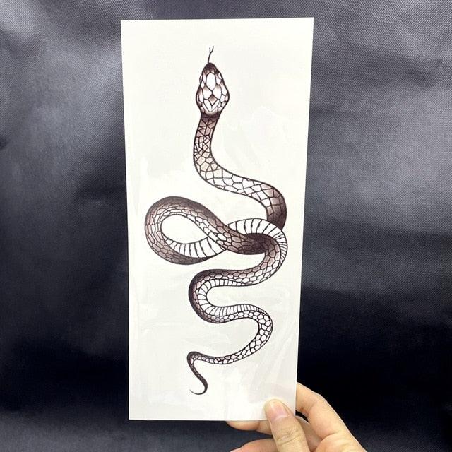 Big Size Black Snake Temporary Tattoo Stickers Body Waist Waterproof Realistic Dark Tattoo For Womens