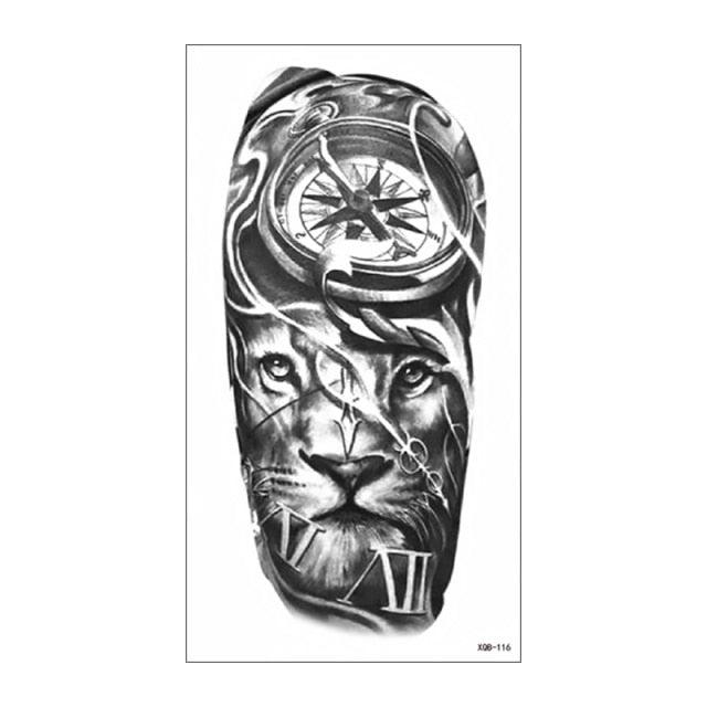 Big Tiger Lion Waterproof Temporary Sticker Tattoo Arm Legs Fake Tattoo Stickers For Adults Realistic Luxury Design For Mens Womens
