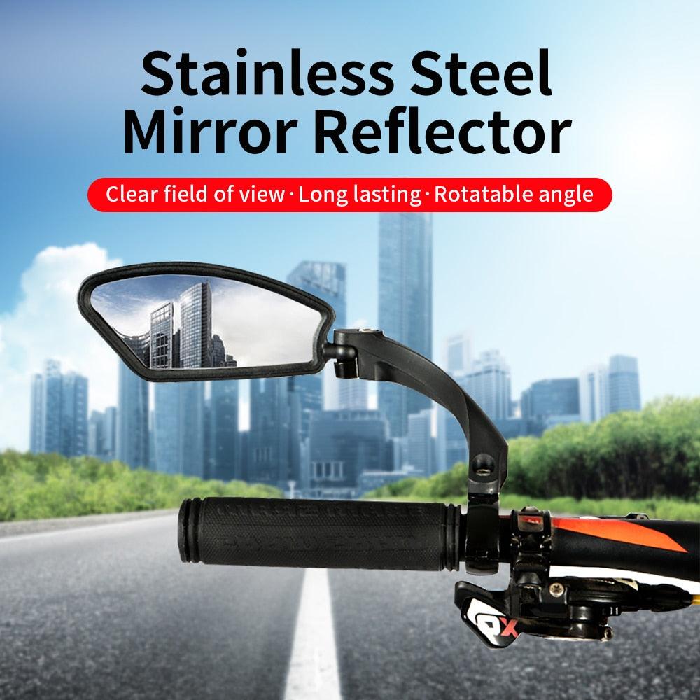 Bike Wide Range Back Sight Reflector Bike Mirror Bicycle Handlebar Rear View Mirror Bike Rear view Mirror Left With Light Reflector Safer No-Shock Bicycle Mirror Rearview Mirror Universal For Bike Bicycle
